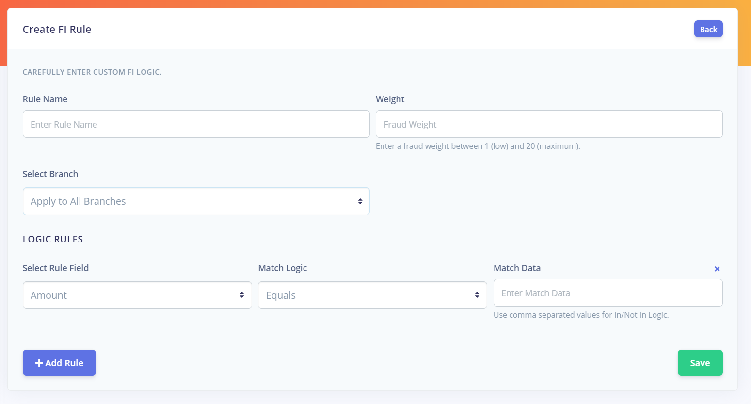 Create Fraud Intelligence Rule Create Fraud Intelligence Rule